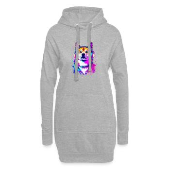 Shiba Inu avec des écouteurs - Sweat-shirt à capuche long Femme - gris chiné - Devant