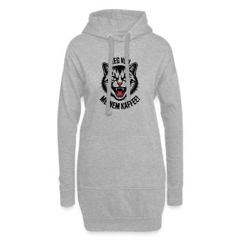 Weg von meinem Kaffee zornige Katze - Hoodie-Kleid - Grau meliert - Vorne