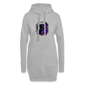 Nachtkrähe mit violetten Rosen - Hoodie-Kleid - Grau meliert - Vorne