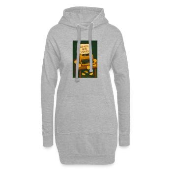 Alte Tasten neue Geschichten | Schreiben - Hoodie-Kleid - Grau meliert - Vorne