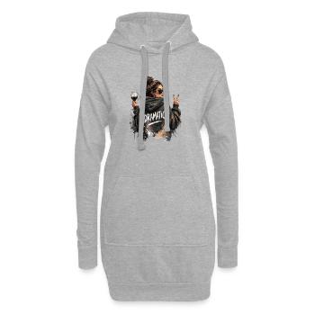  Dramatic Girl mit Wein und Peace Zeichen für - Hoodie-Kleid - Grau meliert - Vorne