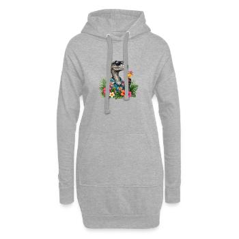 Dino en Cocktail de Chemises Hawaïennes - Sweat-shirt à capuche long Femme - gris chiné - Devant