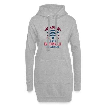 Maman La Wi-Fi Émotionnelle De La Maison - Sweat-shirt à capuche long Femme - gris chiné - Devant