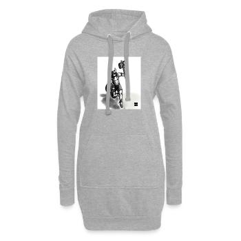 Guerrier viking avec un marteau en marche - Sweat-shirt à capuche long Femme - gris chiné - Devant