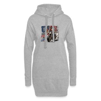 USA trop libres de s’en soucier Motard Rooster Moto Liberté - Sweat-shirt à capuche long Femme - gris chiné - Devant