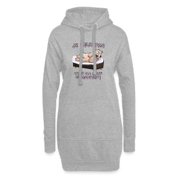 Grizzly fun sur canapé - zone de confort humour - Sweat-shirt à capuche long Femme - gris chiné - Devant
