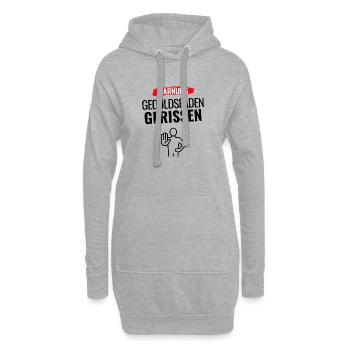 Warnung Sozialakku leer - Hoodie-Kleid - Grau meliert - Vorne