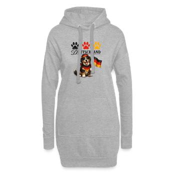 Deutschland Hund mit Flagge Pfoten - Hoodie-Kleid - Grau meliert - Vorne