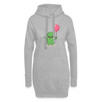 Cactus avec ballon - Sweat-shirt à capuche long Femme - gris chiné - Devant