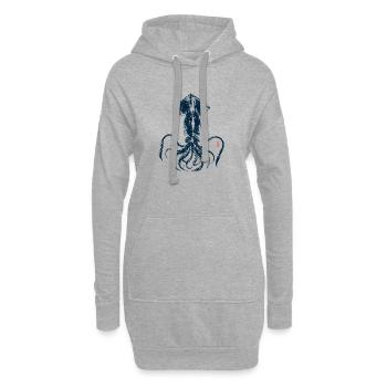 Tintenfisch Kalmar Gyotaku Style - Hoodie-Kleid - Grau meliert - Vorne