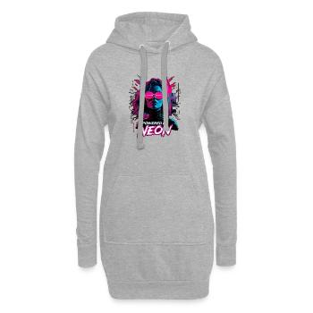 Propulsé par Neon Cyberpunk Girl - Sweat-shirt à capuche long Femme - gris chiné - Devant