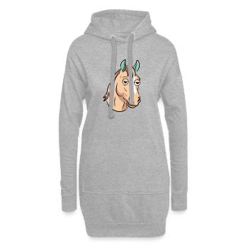 Sleepy Horse Cartoon-Gesicht - Hoodie-Kleid - Grau meliert - Vorne