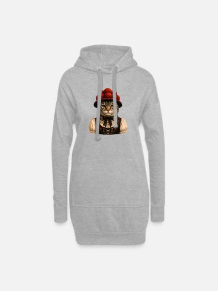 Schwarzwald Katze mit Bollenhut - Hoodie-Kleid - Grau meliert