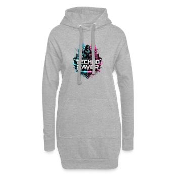 Techno Raver Neon Hood - Hoodie-Kleid - Grau meliert - Vorne