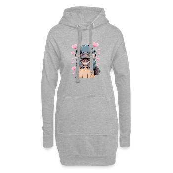 Loutre d’amour avec des cœurs - Sweat-shirt à capuche long Femme - gris chiné - Devant