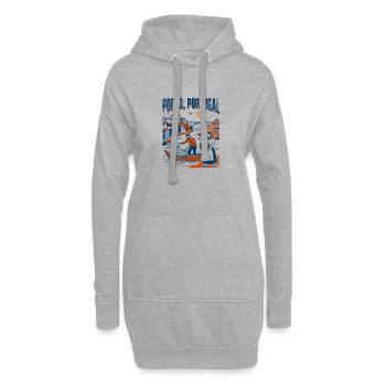 Pêcheurs de Porto Portugal et scène viticole - Sweat-shirt à capuche long Femme - gris chiné - Devant