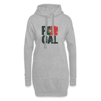Drapeau du Portugal - Sweat-shirt à capuche long Femme - gris chiné - Devant