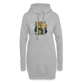 Lion royal aux fleurs précieuses - Sweat-shirt à capuche long Femme - gris chiné - Devant