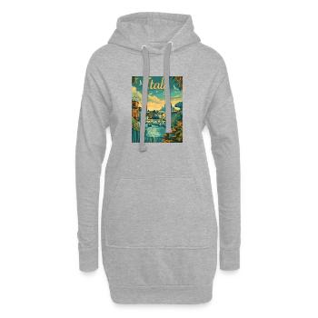 Panorama italien sur le Tibre - Sweat-shirt à capuche long Femme - gris chiné - Devant