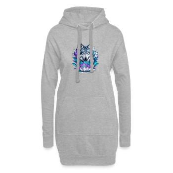 Kristallwolf im Lotuskranz - Hoodie-Kleid - Grau meliert - Vorne