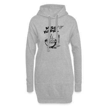 Miso Happy Spruch Glückskatze Kirschblüten Grafik - Hoodie-Kleid - Grau meliert - Vorne
