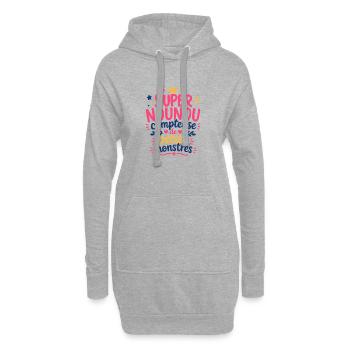 Super Nounou Conteuse Petits Monstres - Sweat-shirt à capuche long Femme - gris chiné - Devant