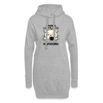 Nickerchen-angenährter Katzen-Morgenkaffee - Hoodie-Kleid - Grau meliert - Vorne