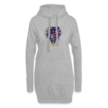 Kosmoszauber Zipperdesign - Hoodie-Kleid - Grau meliert - Vorne