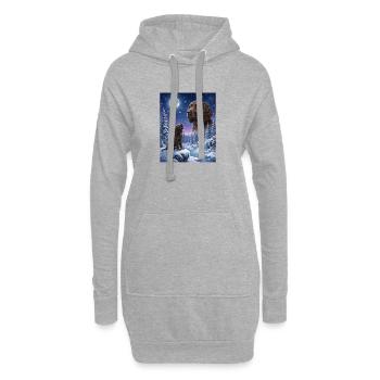 Hurlant au chien de la Lune American Water Spaniel - Sweat-shirt à capuche long Femme - gris chiné - Devant