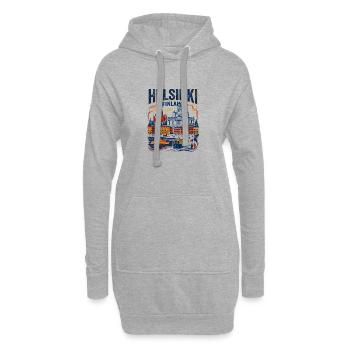 Helsinki Finland Cityscape With Cathedral And Tram - Hoodie-Kleid - Grau meliert - Vorne