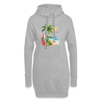 Paradis Plage Tropicale Low Poly - Sweat-shirt à capuche long Femme - gris chiné - Devant