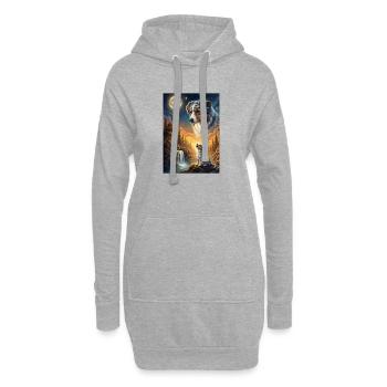Chien Hurlant à la Lune Berger Australien - Sweat-shirt à capuche long Femme - gris chiné - Devant