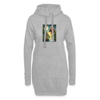 Hurlant vers la Lune Mème Chien Sanglier - Sweat-shirt à capuche long Femme - gris chiné - Devant