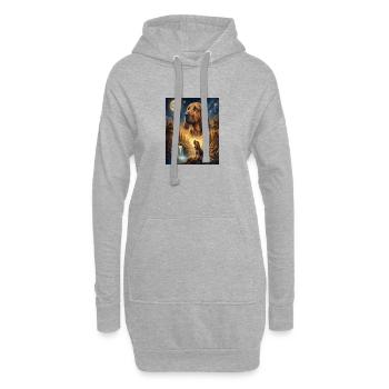 Hurlant vers la Lune Mème Chien Sanglier - Sweat-shirt à capuche long Femme - gris chiné - Devant