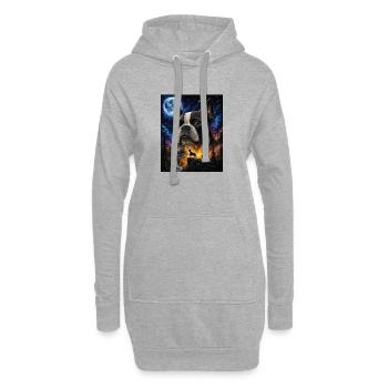 Art du Boston Terrier Hurlant de Chien de Lune - Sweat-shirt à capuche long Femme - gris chiné - Devant