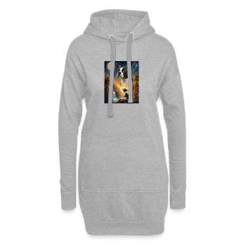 Howling to the Moon Meme Hund Boston Terrier - Hoodie-Kleid - Grau meliert - Vorne