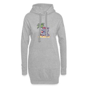 Nilpferd Sommer Palme - Hoodie-Kleid - Grau meliert - Vorne