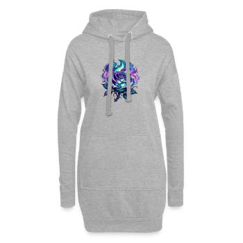 Neon Rose Fire Flame - Hoodie Dress - heather grey - Front
