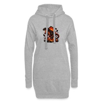 Enfer de dinosaures de lave - Sweat-shirt à capuche long Femme - gris chiné - Devant