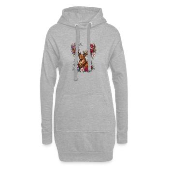 Cerf fleuri avec bois floraux - Sweat-shirt à capuche long Femme - gris chiné - Devant