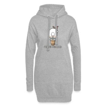 Bubble Tea Boba Drôle de Lapin mignon - Sweat-shirt à capuche long Femme - gris chiné - Devant