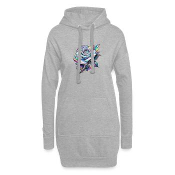 Cristal de rose arc-en-ciel holographique - Sweat-shirt à capuche long Femme - gris chiné - Devant