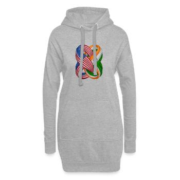 Flags of the USA and India - Hoodie Dress - heather grey - Front
