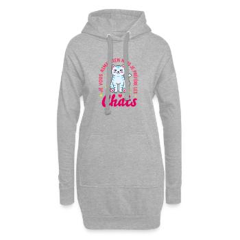 Humour Chat Je Préfère Les Chats Mignon - Sweat-shirt à capuche long Femme - gris chiné - Devant