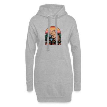 Jardinier capybara Coucher de soleil mignon - Sweat-shirt à capuche long Femme - gris chiné - Devant