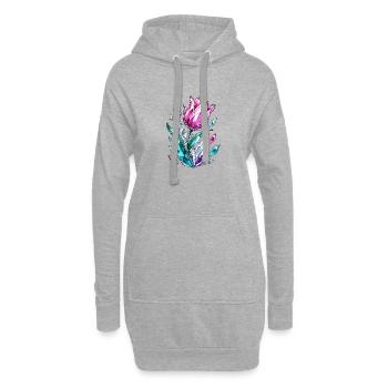 Fleur de tulipe de cristal Fleur de diamant - Sweat-shirt à capuche long Femme - gris chiné - Devant