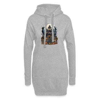 Fête d’Halloween : Maison Hantée Pleine Lune - Sweat-shirt à capuche long Femme - gris chiné - Devant