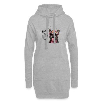 Né pour faire la fête Bouledogue français Chien de fête - Sweat-shirt à capuche long Femme - gris chiné - Devant