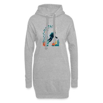Plongeurs sous-marins et coraux colorés - Sweat-shirt à capuche long Femme - gris chiné - Devant