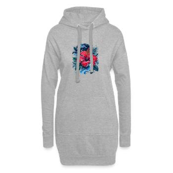 Vague d’orage d’hibiscus - Sweat-shirt à capuche long Femme - gris chiné - Devant